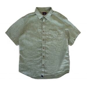 UNTUCKit 100% Linen Men’s Green Short Sleeve Button Up Shirt Size L